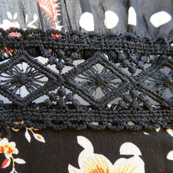 NEW Nasty Gal Collection Maxi Dress Floral Spot Mix Black Crochet Inset US 8 - Picture 4 of 7